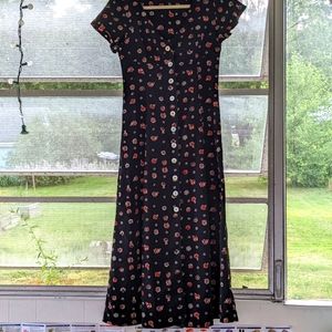 Vintage 90s Floral Button-Up Maxi Dress